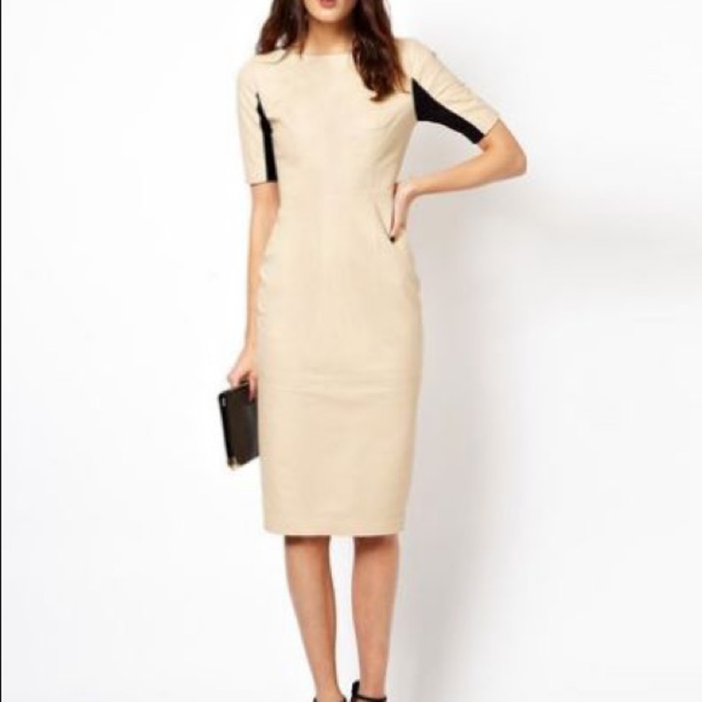 ASOS  Nude Leather Dress Size  14